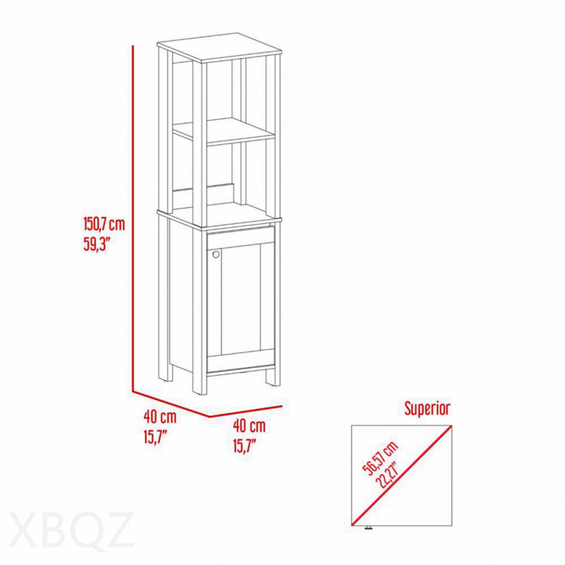 St. Clair Linen Cabinet, Two Interior  Shelves, Two Open Shelves, Single Door, Natural
