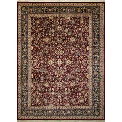 Tapis décoratif en laine de conception unique noué à la main new age burgundy 12 pi 1 po x 16 pi 4 po Wali