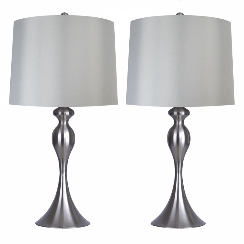 Ensemble de lampes de table Pennsylvania, Nickel brossé, Gris moyen