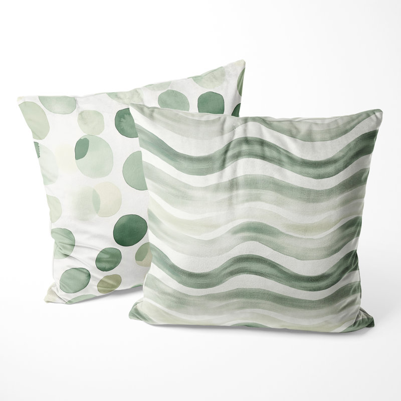 Coussin décoratif à motif circulaire en forme de sauge beige - formes géométriques 2 pièces, H 16 po x l 16 po