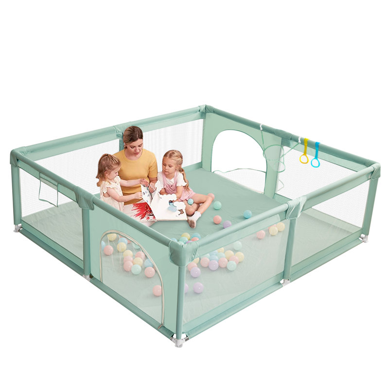 Parc pour bébé, très grand centre d'activités pour enfants, cour de jeu robuste pour les tout-petits, Vert