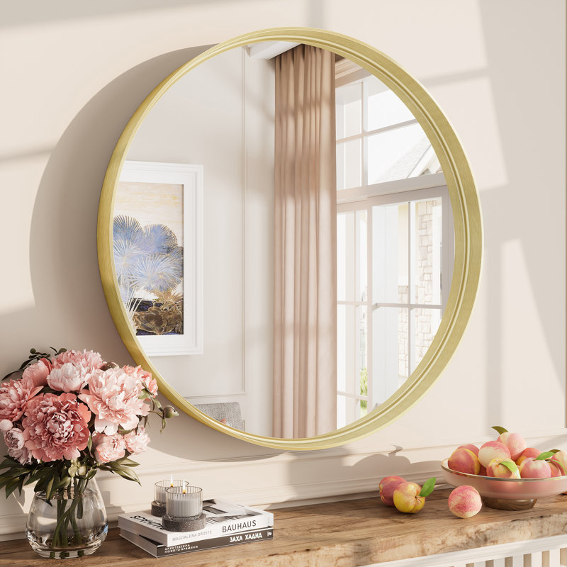 Miroir mural Aevar, 24 po x 24 po, Or brossé