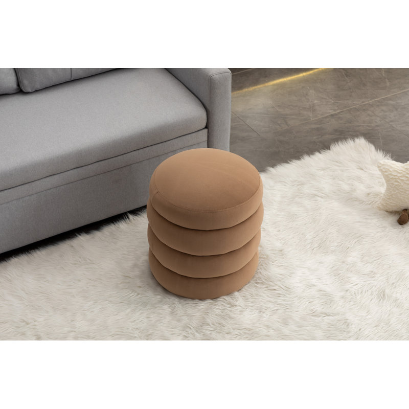 Tabouret rond avec repose-pieds, Velours café
