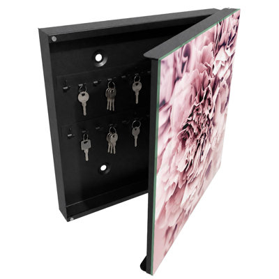 Key storage box, Opens to the right, 30x30x5, Black, Close-up of a pink flower full of delicacy, 