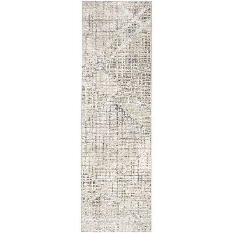 Dore Abstract Grey Area Rug, Runner 2'3" x 7'6"