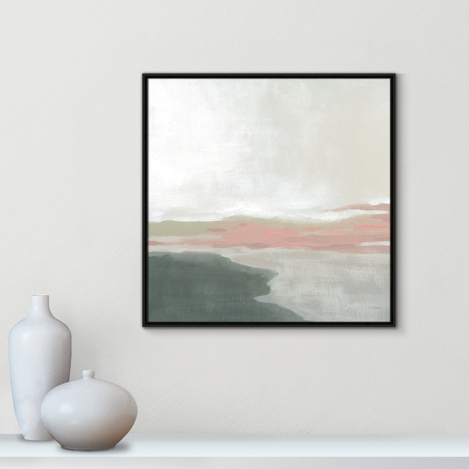 Carley "Still Lake" Painting by Carol Robinson, 31.5" H x 31.5" W x 2" D, Espresso