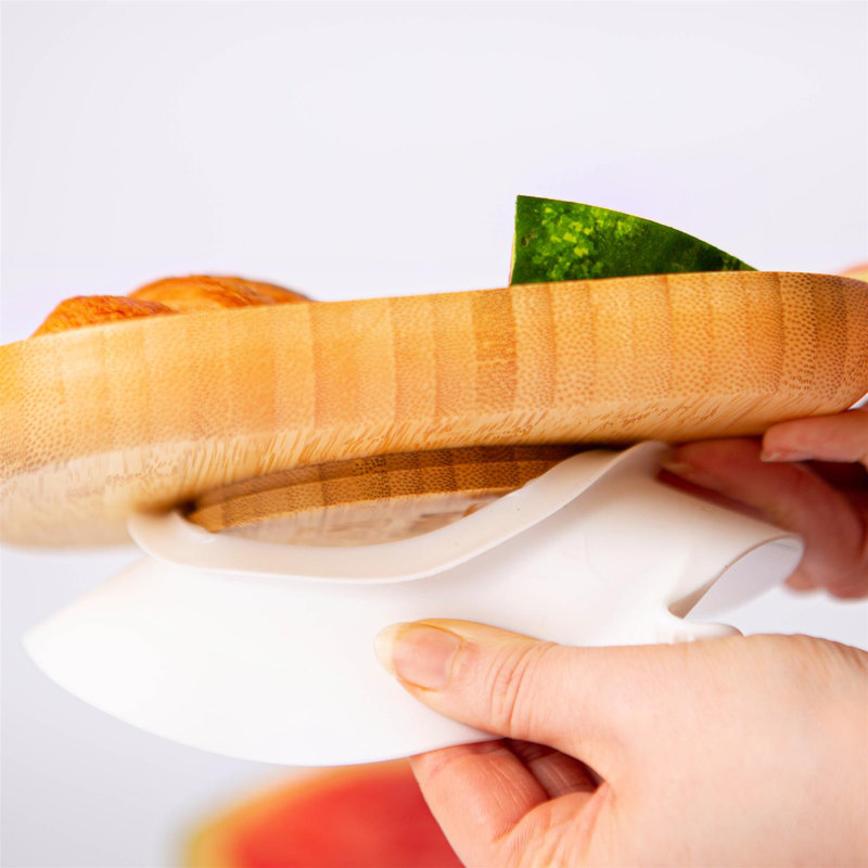 Tiny Dining - Divided Bamboo Suction Plate, White