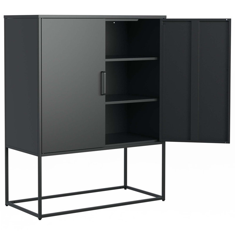 Armoire de rangement en acier avec tablettes réglables, Noir