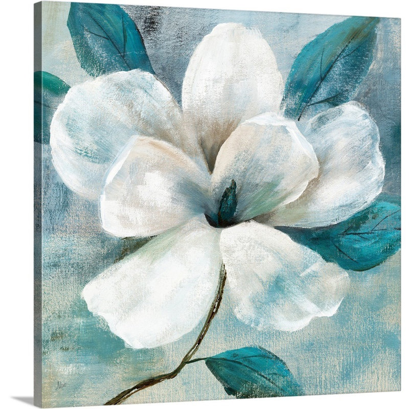 Teal Magnolia I Canvas Wall Art, 20" H x 20" W x 1.25" D, Wrapped Canvas