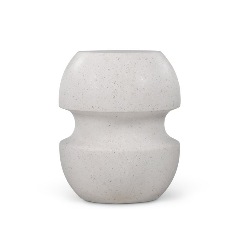 Cyrus Indoor/Outdoor Concrete End Table, Ivory Terrazzo