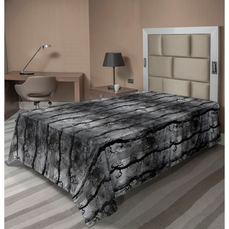 Drap plat moderne de style bohème Ambesonne, Drap plat pour lit simple TG, Gris foncé / noir / motif abstrait gris pâle