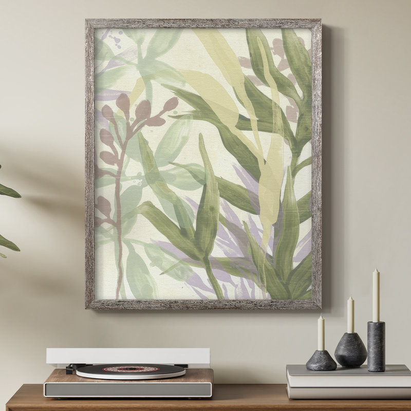 «Dreamy Tropical Leaves II», reproduction encadrée - bois massif, H 15 po x l 12 po