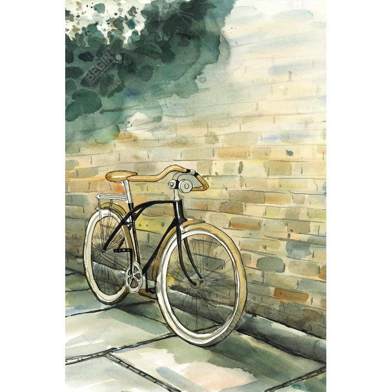Vieille bicyclette urbaine - Toile de transport d'arbres pour la décoration intérieure, H 24 po x l 36 po