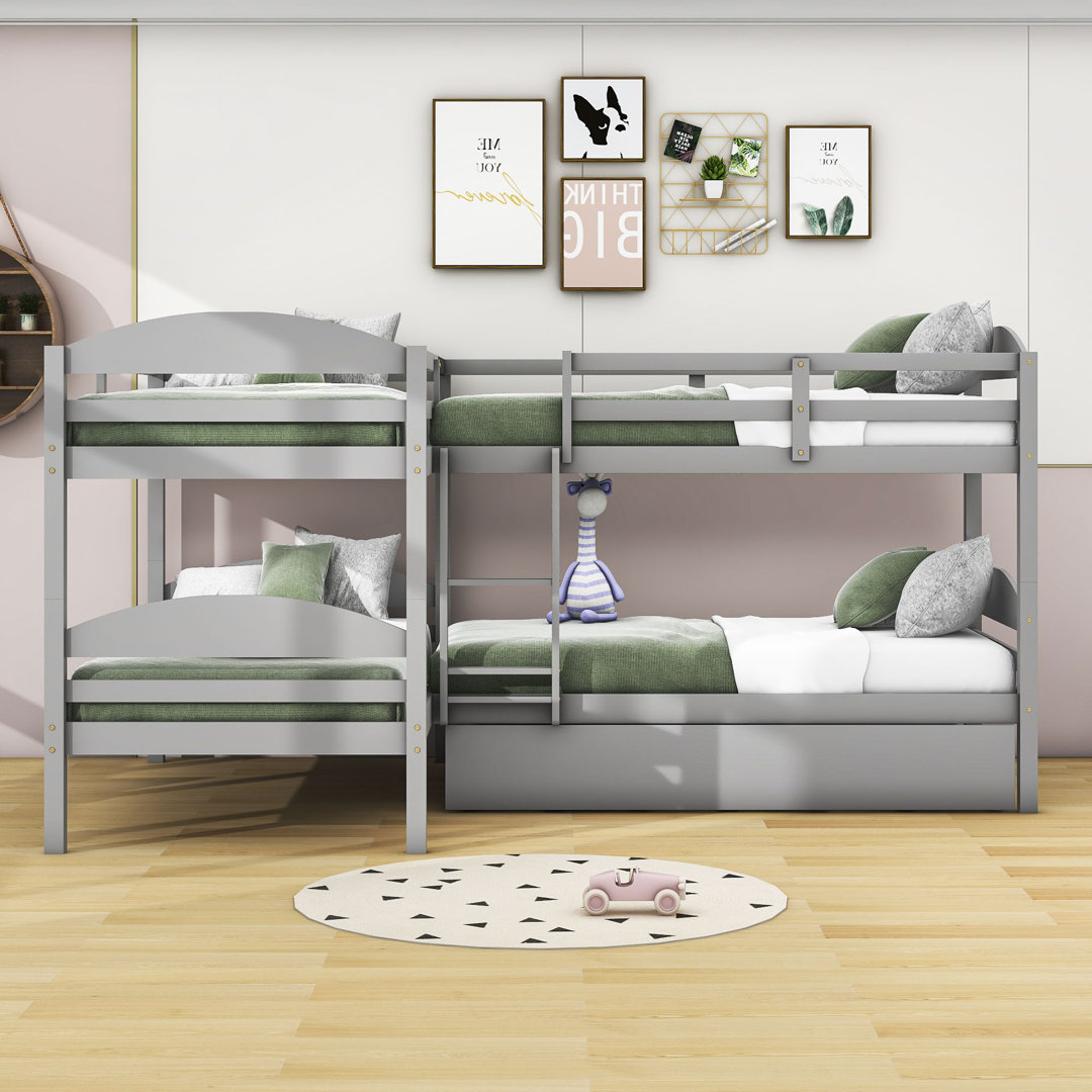 Douthitt Kids Twin Over Twin Bunk Bed with Trundle Harriet Bee Bed Frame 