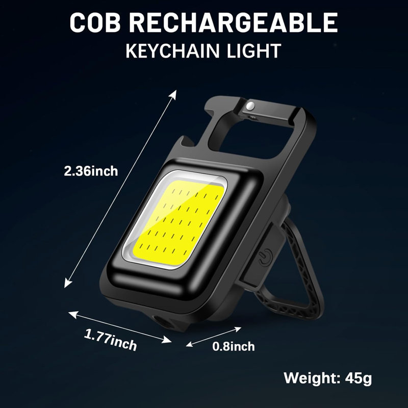 Keychain Work Light Keychain Flashlights 4 Light Modes,Keychain Light Emergency Light with Folding Bracket Bottle Opener for Fishing,Camping and Walking 2Pack