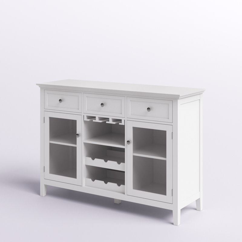White Glass Door Kitchen Sideboard Buffet Cabinet with Wine Storage