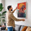 Hippopotamus Rising Retro - Wrapped Canvas-2139072343-2139072363