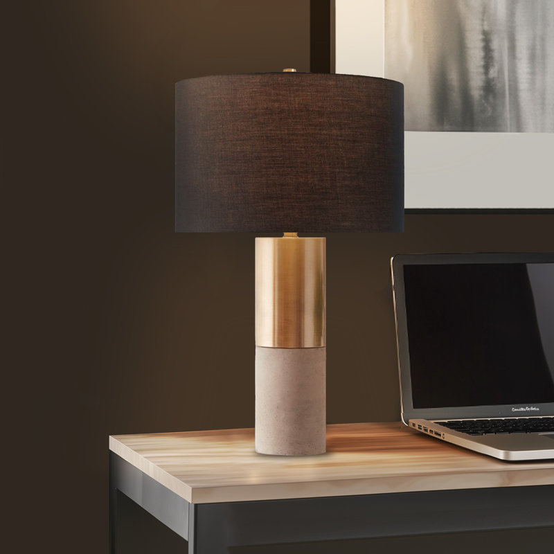 Fulton Metal and Concrete Table Lamp, Gold/Grey/Black
