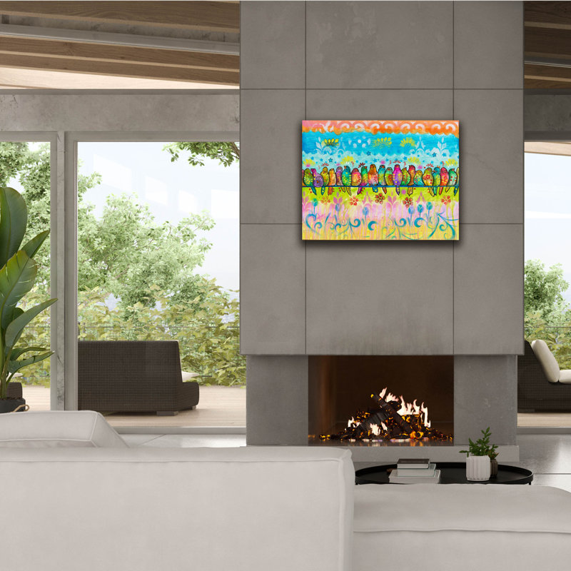 «Birds On A Line» par Dean Russo, art mural sur toile, H 26 po x l 34 po x P 1,5 po