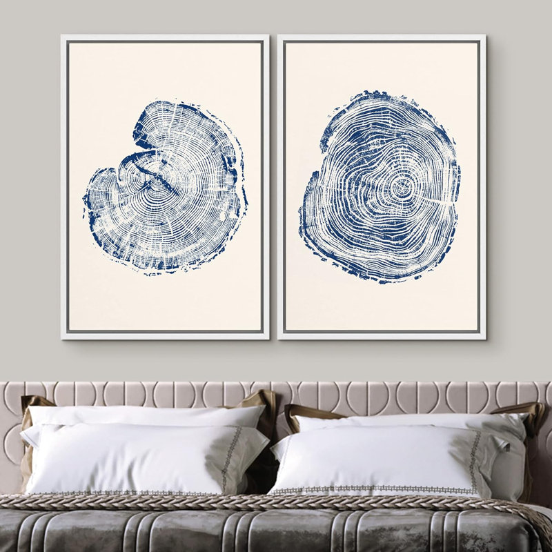 «Pastel Watercolor Green Blue Wave Collage Abstract Shapes», 2 pièces sur toile, Cadre blanc, H 36 po x l 24 po