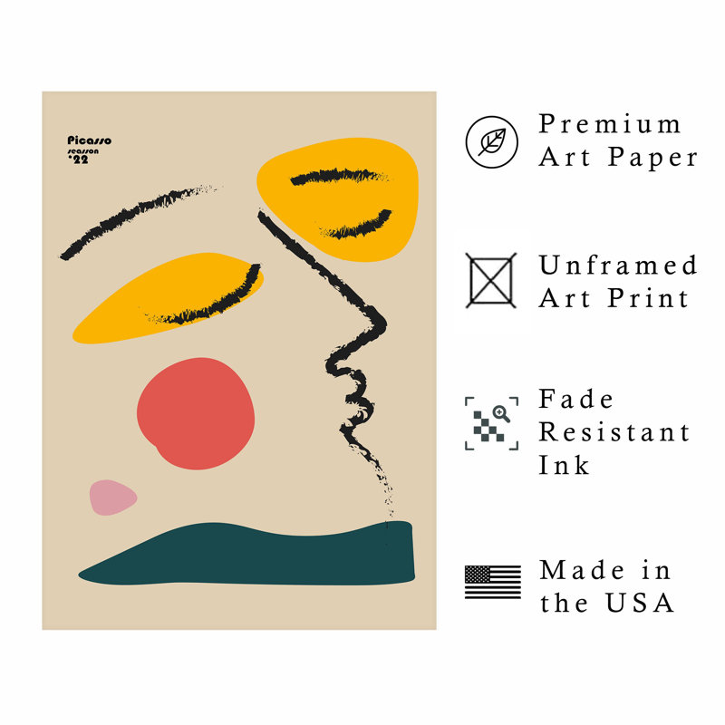 «Abstract Picasso Face II», reproduction d'art moderne sans cadre, H 16 po x l 12 po