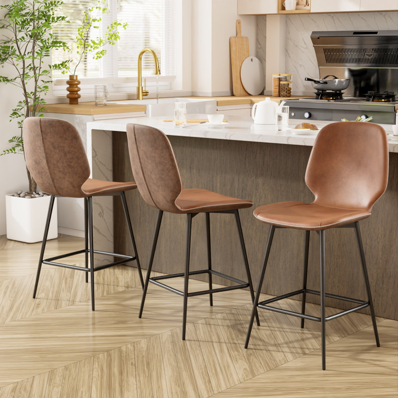 Upholstered Counter Stool With Metal Frame, Counter Stool (24” Seat Height), 3