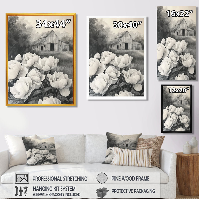 Eichler - Art mural floral, H 32 po x l 24 po, Noir, noir, noir, noir, Reproduction encadrée d'une seule photo