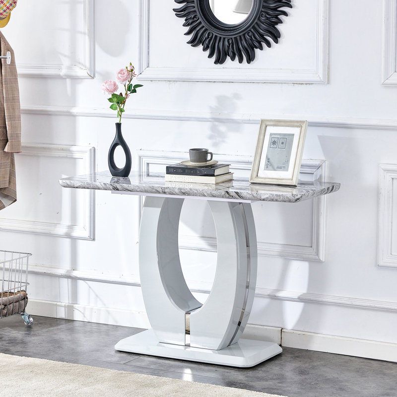 Table de bar rectangulaire de style moderne gris - 47,2 po x 18 po x 29,5 po. Pour la chambre à coucher, l'entrée, le balcon de la maison, le bureau, la salle de bain et un design élégant. Facile à assembler pour les ensembles de salle de bain de balcon