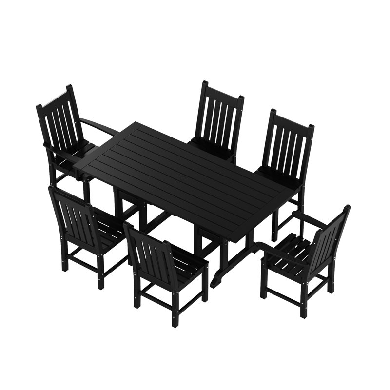 Ensemble de salle à manger rectangulaire pour 6 personnes 70 "" Laguna, Noir