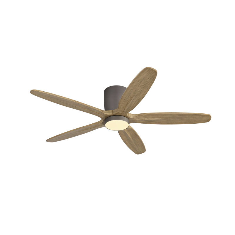 54 in. 5-Solid Wood Blades Indoor Standard Ceiling Fan Flush Mount with Remote Integrated LED, Charcoal Gray, Gray