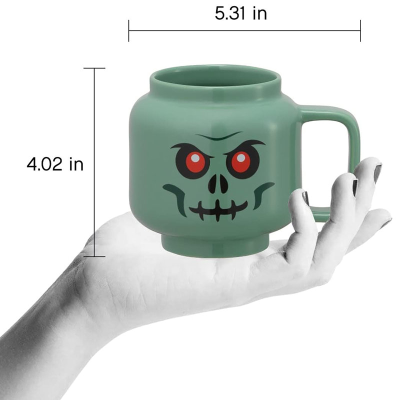 LEGO: Grande tasse en céramique - vert squelette - 17,9 oz (530 ml), tête de figurine verte