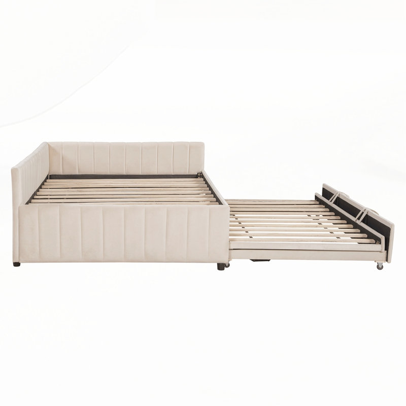 Lit de jour double rembourré en L, Beige