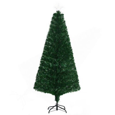 6' Tall Douglas Fir Pre-Lit Artificial Christmas Tree With Realistic Branches, 24 Multi-Color LED Lights, Fiber Optics And 230 Tips
