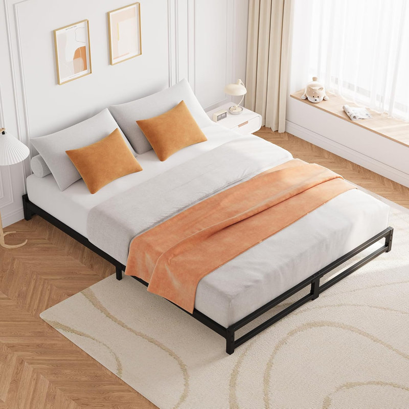 6" Low Profile Queen Metal Platform Bed, Black