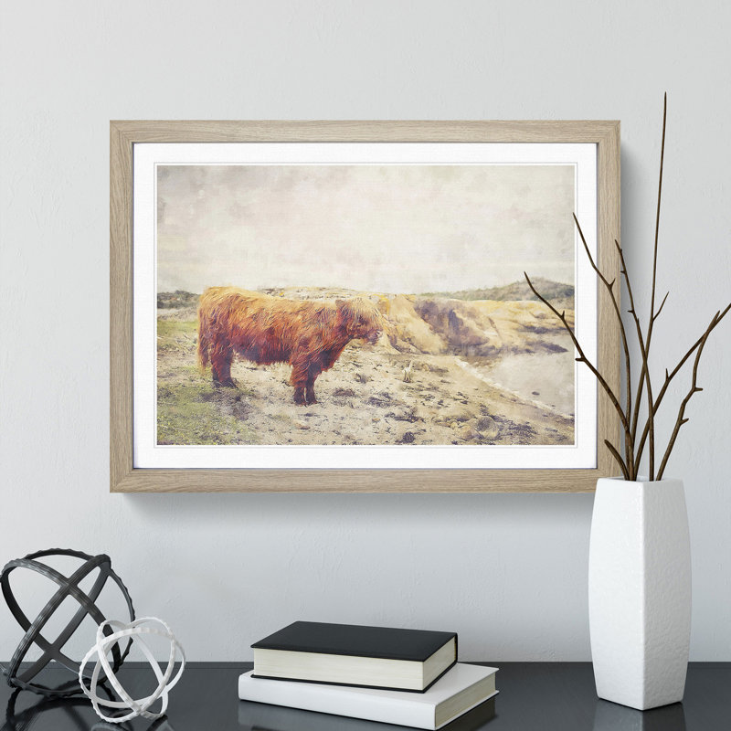 Highland Bull Cow Vol.3 - Framed Print, 48cm H x 65cm W x 2cm D, Oak Framed