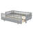 Twin XL Size Platform Bed With Guardrails, Solid Wood Twin XL Bed Frame, Can Be Converted Into A Queen Platform Bed,Gray