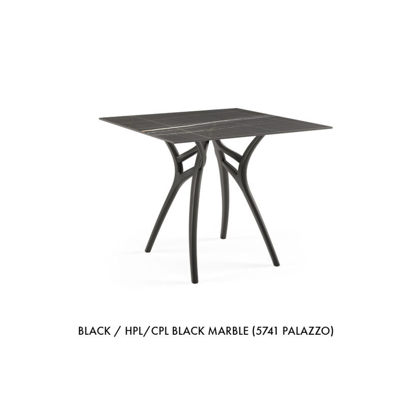 Tilia Ivy-L 90cm Square Table , Black Marble