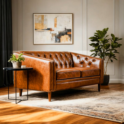 Elegant Diamond-Stitched Button-Tufted Loveseat with Birch Wood Legs, Perfect for Contemporary and Mid-Century Modern Interiors.