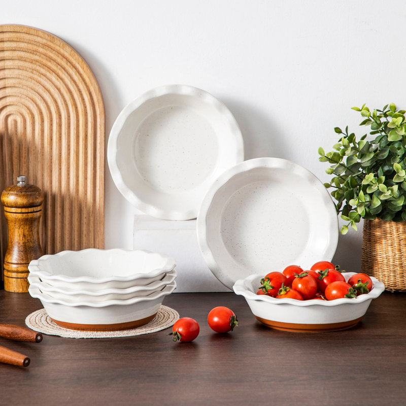 MALACASA Round Stoneware 6 Piece Ramekin / Soufflé Dish Bakeware Set