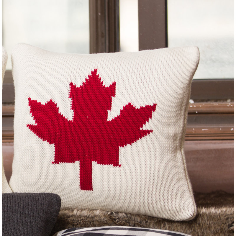 Housse de coussin carrée , Rouge / Crème, H 26 po x l 26 po