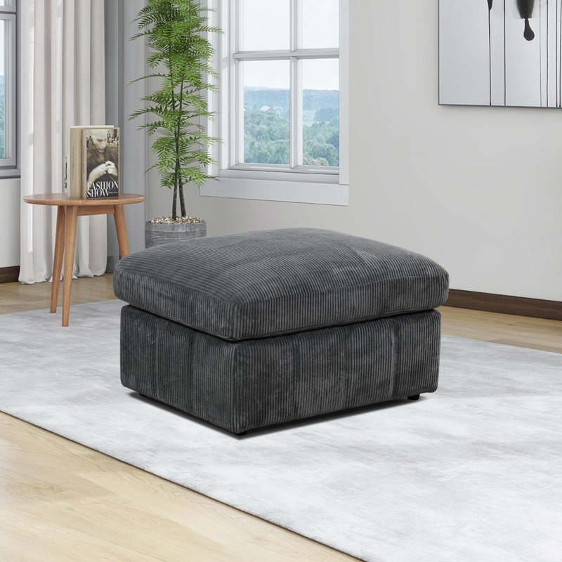 Onyx Dark Grey Corduroy Ottoman