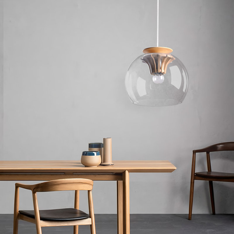 Luminaire suspendu en bois massif Farmhouse Industrial