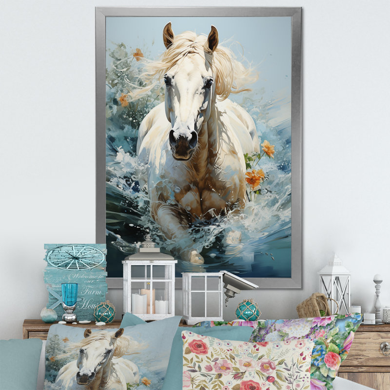 Majestic Gallop Horse I, Cadre photo argenté, H 20 po x l 12 po x P 1 po