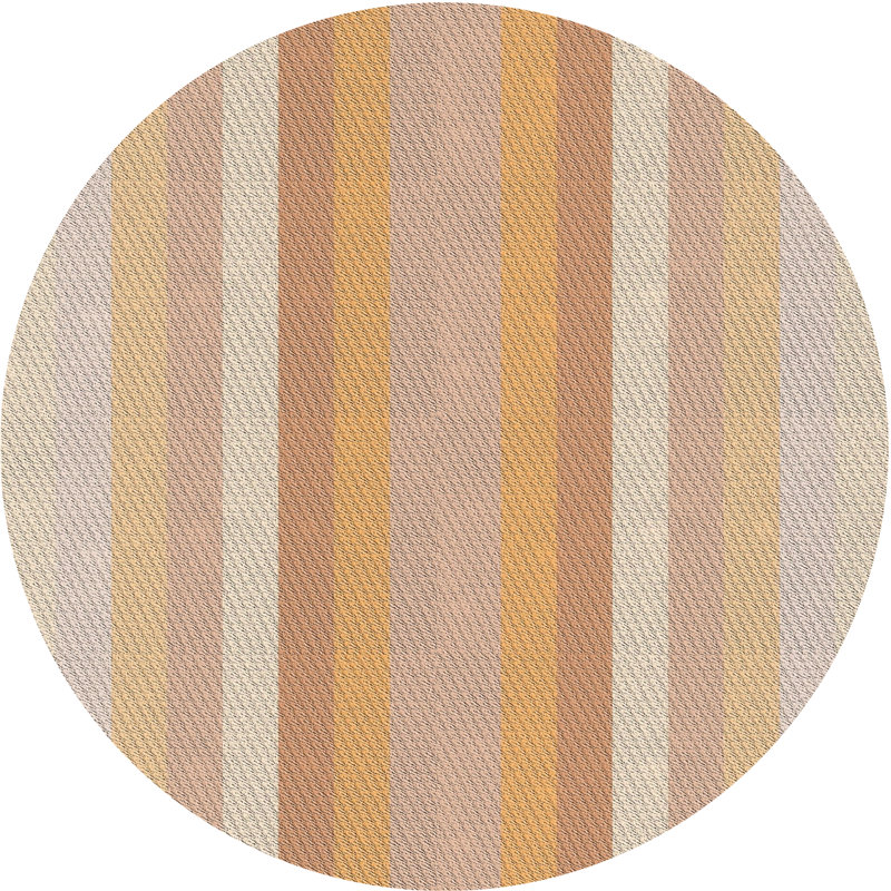 Tapis brun/gris/orange tissé à la machine, Rond 8 pi