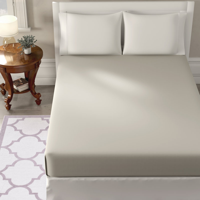 Easy Iron Percale Fitted Sheet, Double (4'6), Cream