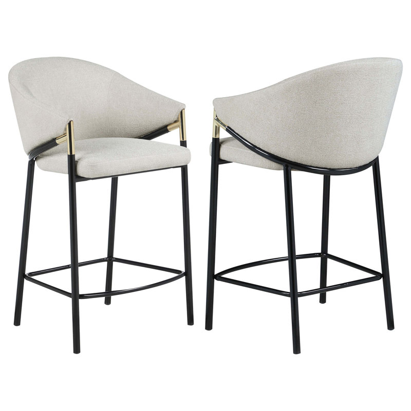 Tabourets à hauteur de comptoir beige et noir brillant (ensemble de 2)