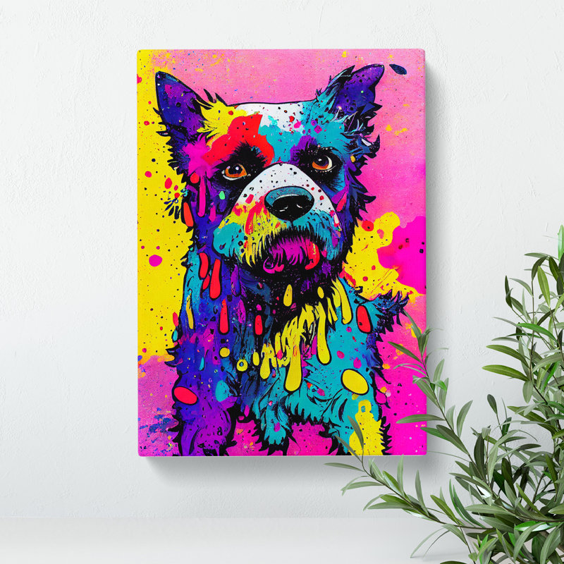 XC1022-1837X Dog Paint Drip No.2 Abstract - Wrapped Canvas Print, 50cm H x 35cm W x 3cm D