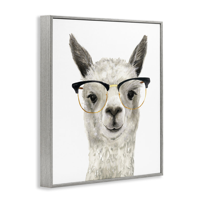 «Au-574-Giclée, animal de ferme, lama dans des verres par Victoria Borges», impression, H 14 po x l 11 po