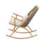  Chaise berçante d'extérieur avec structure en fer au fini érable et dossier tissé gris