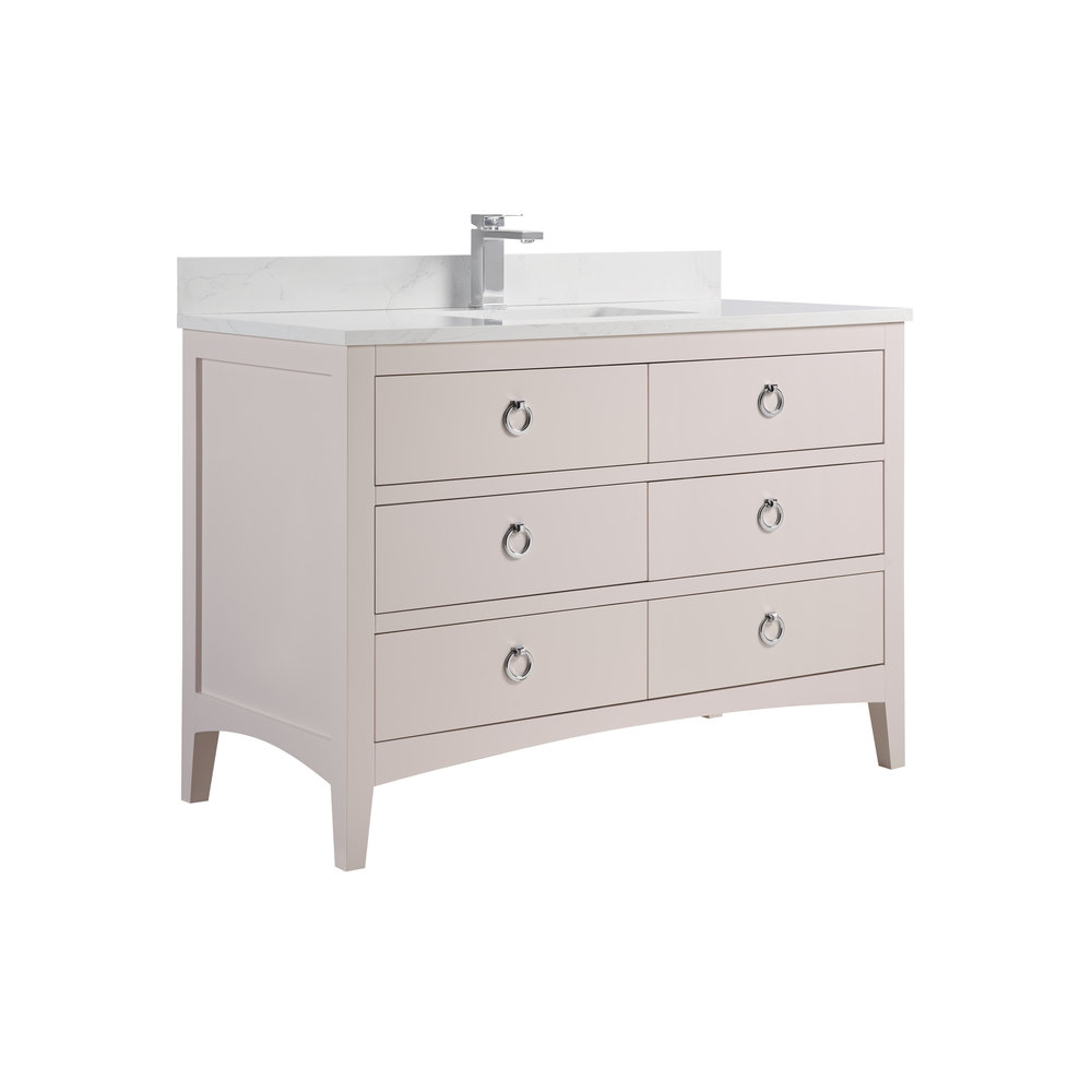 Teoni 48" Oak Single Bathroom Vanity, Dreamy White, Polished Chrome
